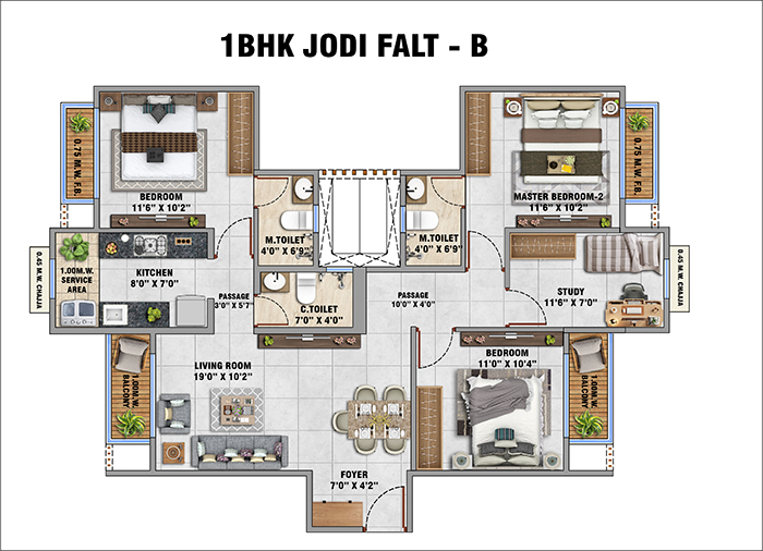 4.5 BHK Suite Floor Plan at Anant Serene Park (Blurred)